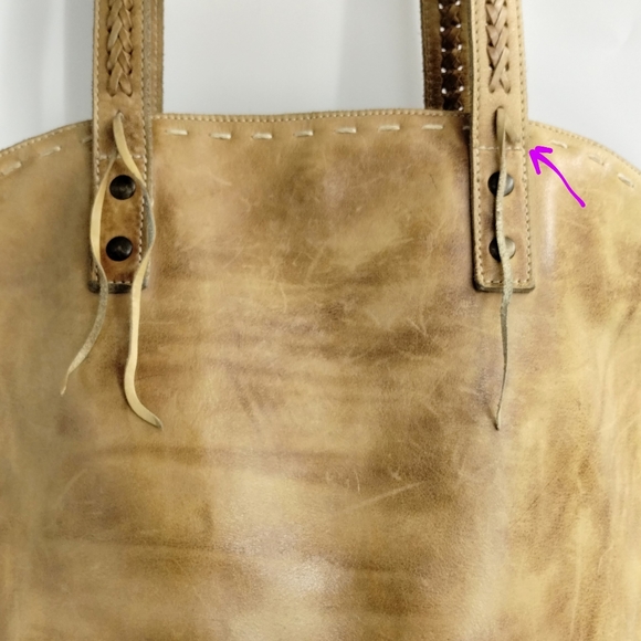 Bed Stu Tote Bag Tan Distressed Leather Whip Stitch - Picture 7 of 16